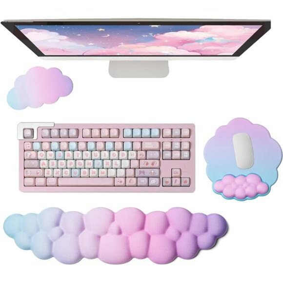 Cloud mouse pad with wrist rest and keyboard wrist support memory foam desk set - Picture 1 of 8